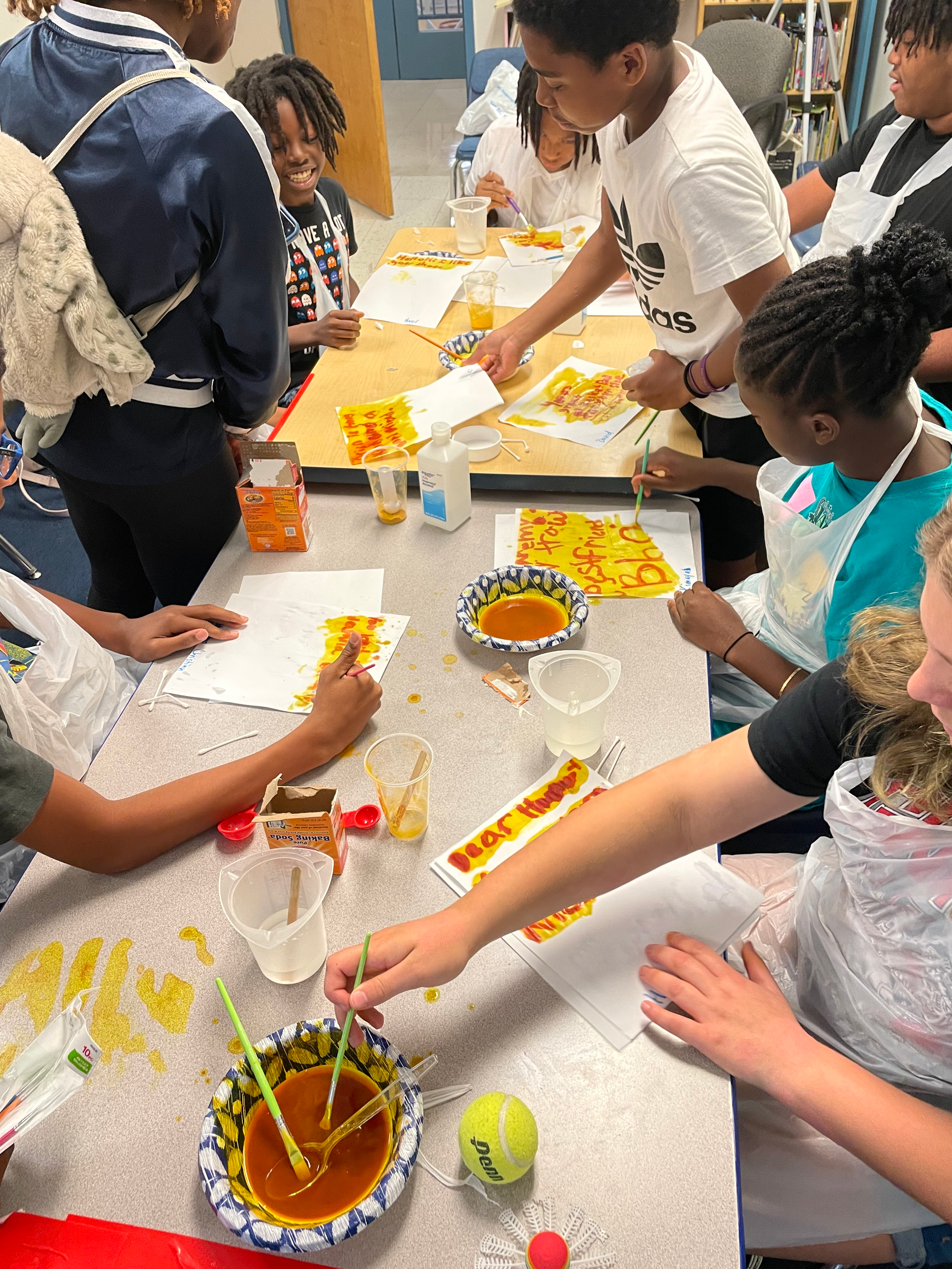 students are painting