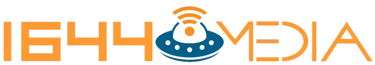 1644 Media logo with a UFO design, symbolizing out-of-this-world marketing
