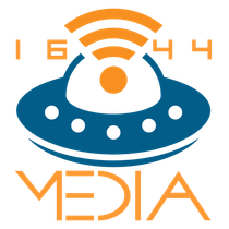 1644 Media logo with a UFO design, symbolizing out-of-this-world marketing