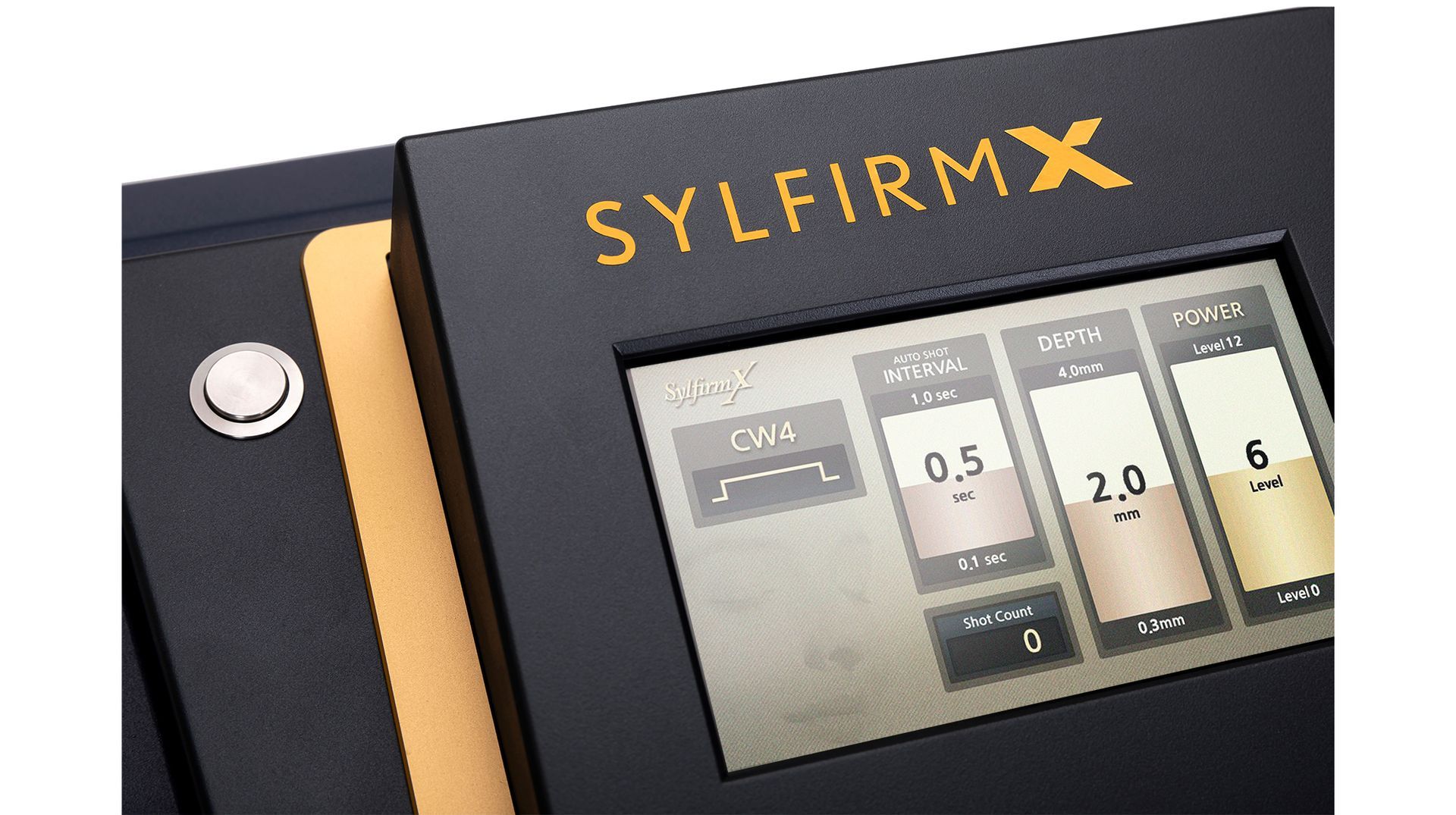A close up of a syl firm x device