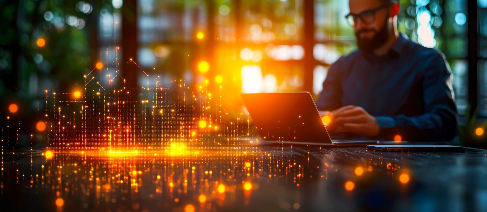Business Professional Analysing Digital Data Analytics on Laptop