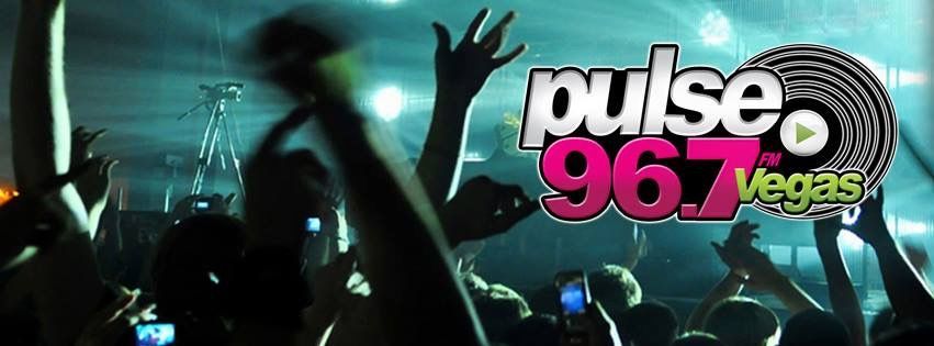 Concert crowd silhouette with glowing green lights and the “Pulse 96.7 Vegas” logo
