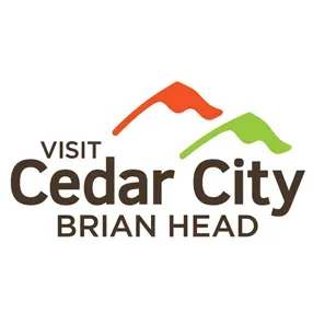 Visit Cedar City Brian Head logo with orange and green mountain peaks above text