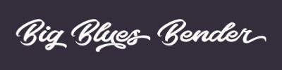 White script logo reading “Big Blue Bender” on a dark blue background