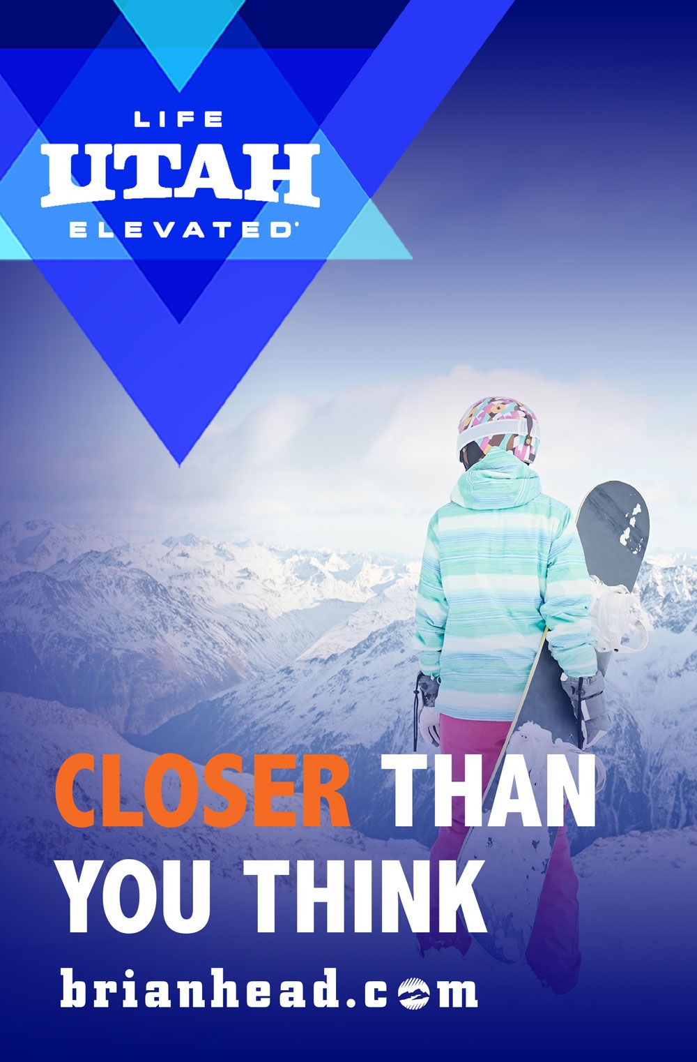 Snowboarder on snowy mountain with