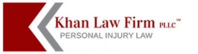 Khan Law Firm PLLC logo with red and gray geometric mark and “Personal Injury Law” text