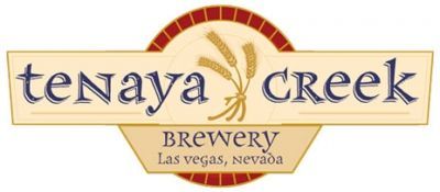 Tenaya Creek Brewery logo with beige banner, red arch, and Las Vegas, Nevada text