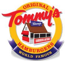 Original Tommy's Hamburgers logo with red and yellow text around a burger stand