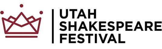 Utah Shakespeare Festival logo with maroon crown icon and black text on white background