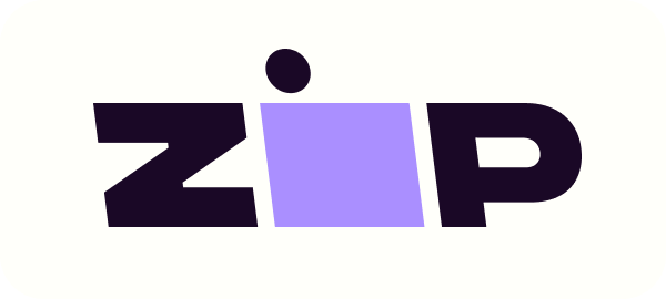 Logo for Zip, a financial service. The word