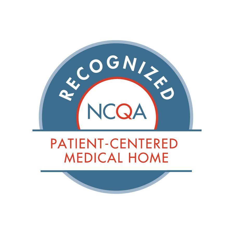 NCQA Patient-Centered Medical Home badge: Blue circle with
