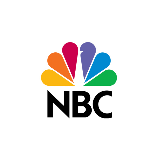 NBC logo with multicolored peacock above black letters