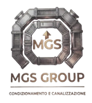 MGS Group logo with metallic duct graphic and text “Condizionamento e Canalizzazione”