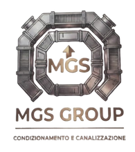 MGS Group logo with metallic duct graphic and text “Condizionamento e Canalizzazione”