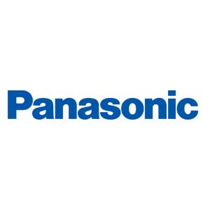 Logo Panasonic blu su sfondo bianco
