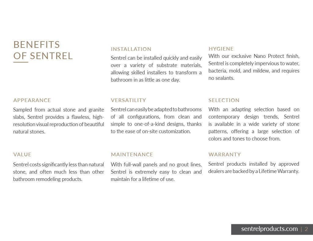 A white page with benefits of sentrel written on it