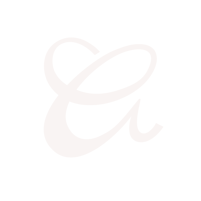 A stylized, light pink cursive letter 