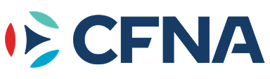 CFNA logo with blue text and teal, red, and blue abstract icon