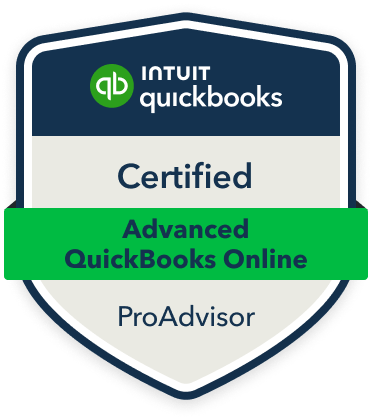 Services A badge that says ' certified advanced quickbooks online proadvisor ' on it