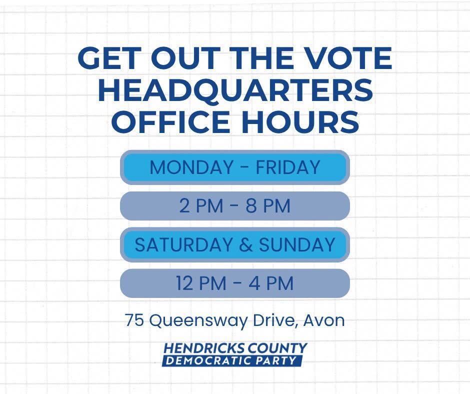 GOTV HQ Office Hours Mon-Fri 2-8pm, Sat-Sun 12-4PM