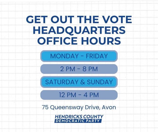 GOTV HQ Office Hours Mon-Fri 2-8pm, Sat-Sun 12-4PM