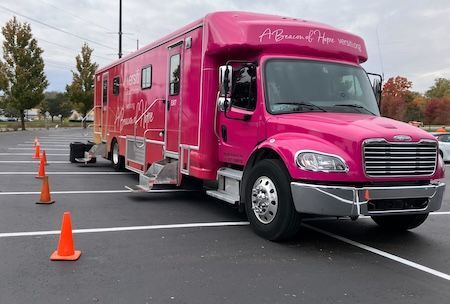 Pink bus with