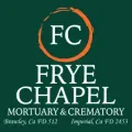FC Frye Chapel mortuary and crematory logo in white on dark green, with orange circle emblem