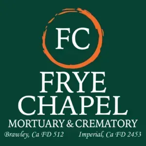 FC Frye Chapel mortuary and crematory logo in white on dark green, with orange circle emblem