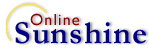 Online Sunshine logo with a yellow and brown arc above blue text.