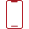 Un'icona rossa di un telefono cellulare su uno sfondo bianco.