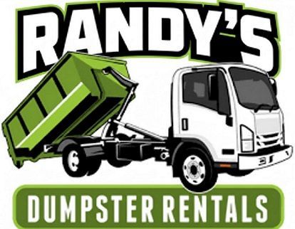 Randy's Dumpster Rentals logo: a green dumpster being lifted by a white truck. Text: