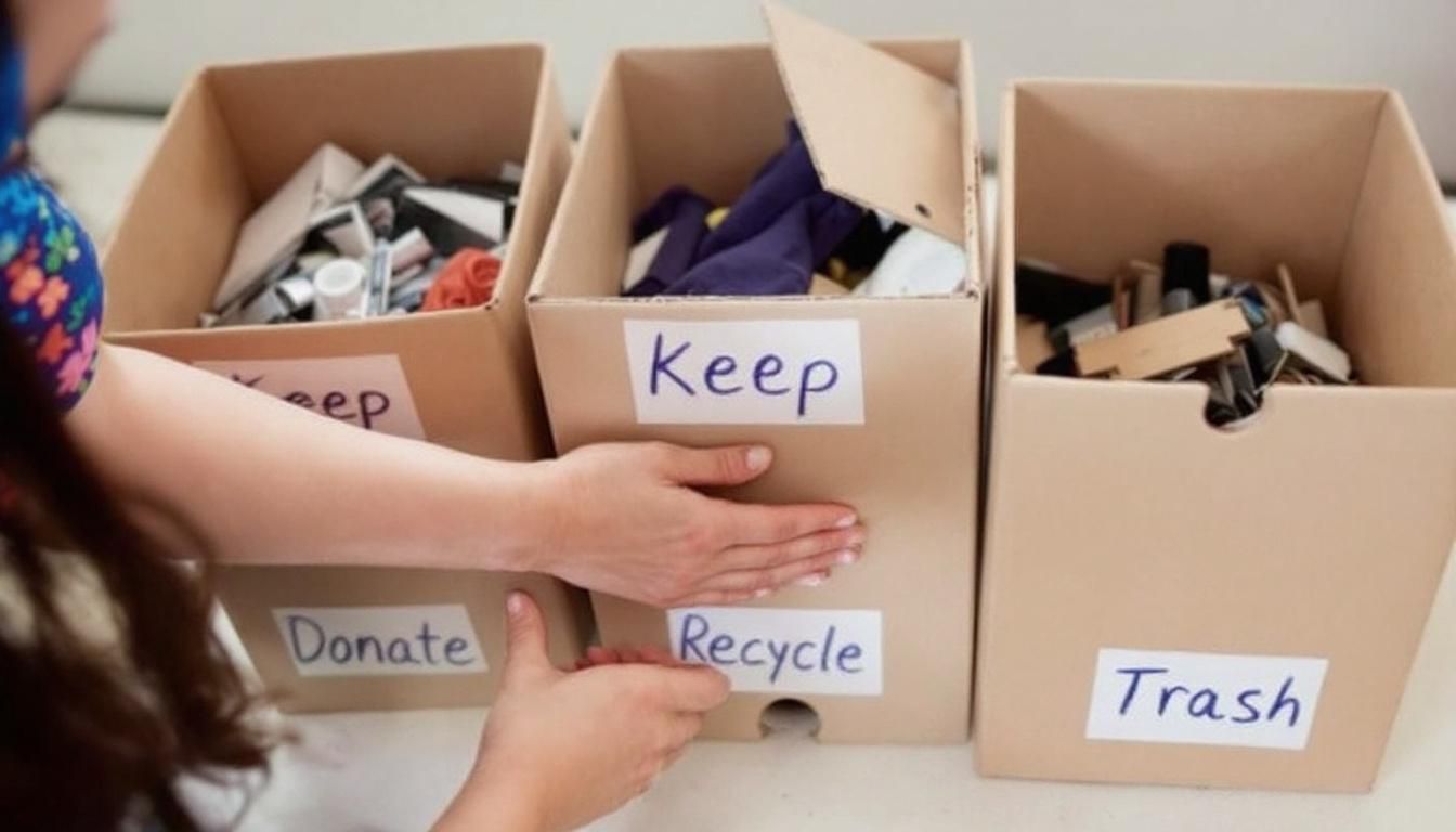 Sorting items into boxes for a house cleanout