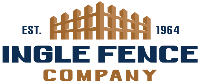 the logo for the ingle fence company shows a wooden fence .