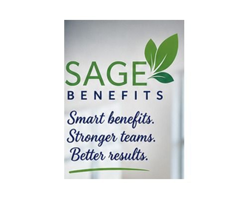 Sage Benefits logo with green leaves and slogan: “Smart benefits. Stronger teams. Better results.”