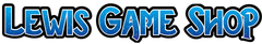 The Lewis Game Shop logo in blue with a dark border.