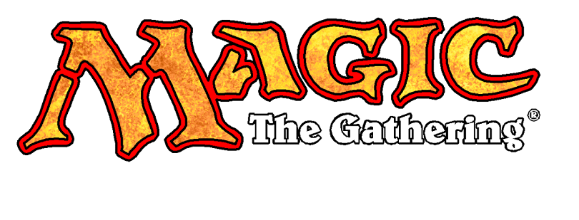 Magic: The Gathering logo with stylized orange text and red outlines on a white background.