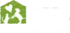 Green house icon with white tree, dog, and cat silhouettes