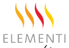 Un logo per un'azienda chiamata Elementi con tre vortici di fuoco