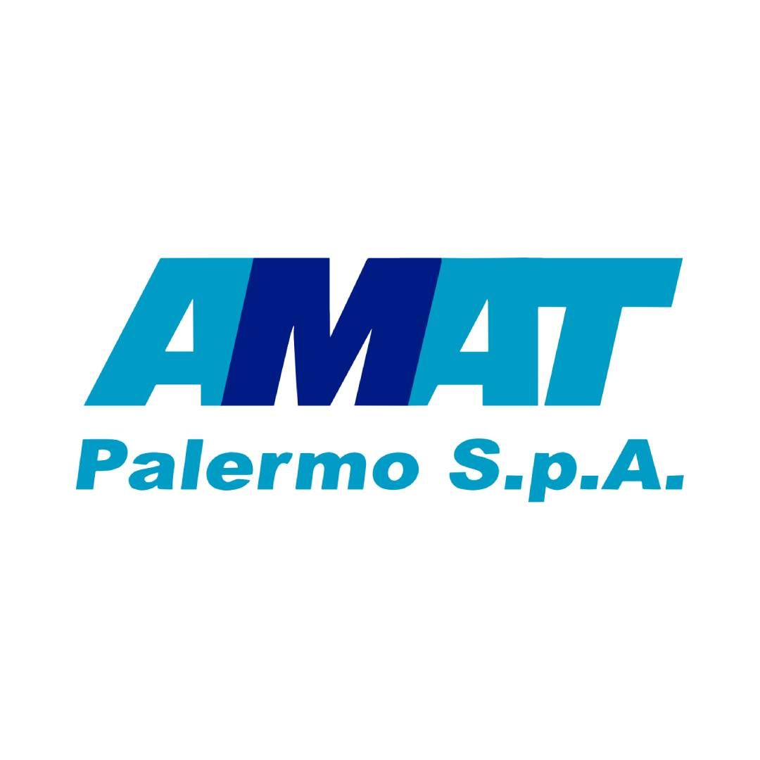 Un logo blu e bianco per amat palermo spa