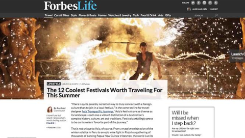Un articolo di Forbes Life sui 12 festival più cool per cui vale la pena viaggiare quest'estate
