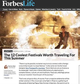 Un articolo di Forbes Life sui 12 festival più cool per cui vale la pena viaggiare quest'estate
