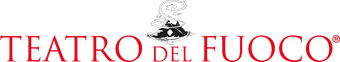A red and white logo for teatro del fuoco