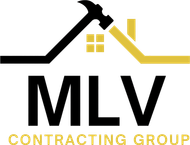 MLV Contracting Group logo with black and gold roofline and house icon