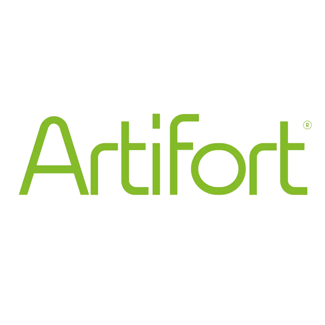 Artifort-logo in groene kleine letters op een witte achtergrond