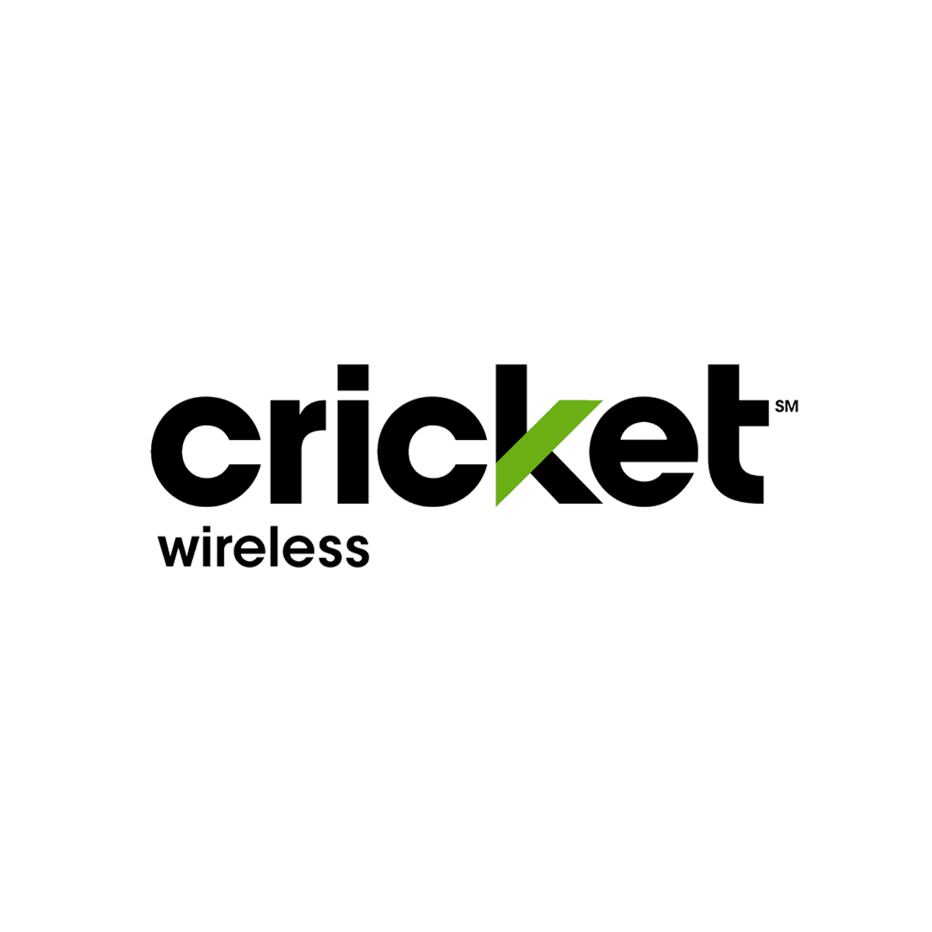 The Cricket Wireless logo is black and green on a white background.