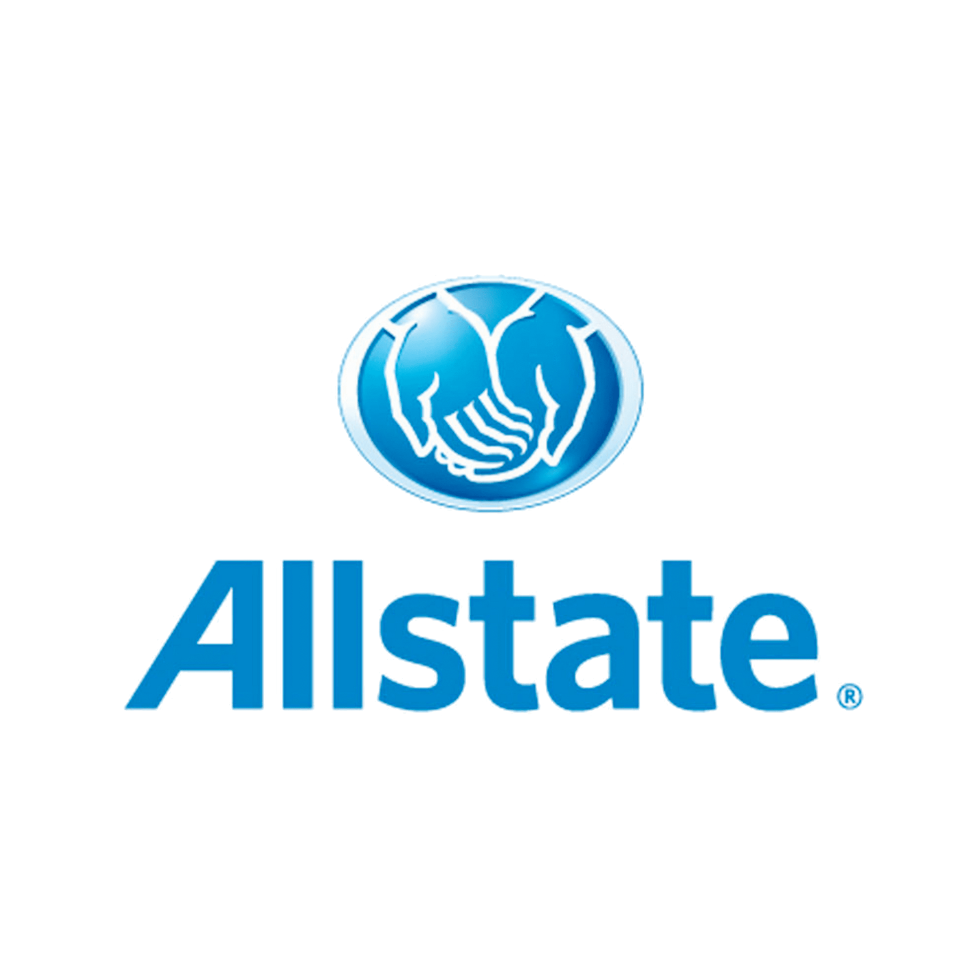 A blue Allstate logo with two hands shaking