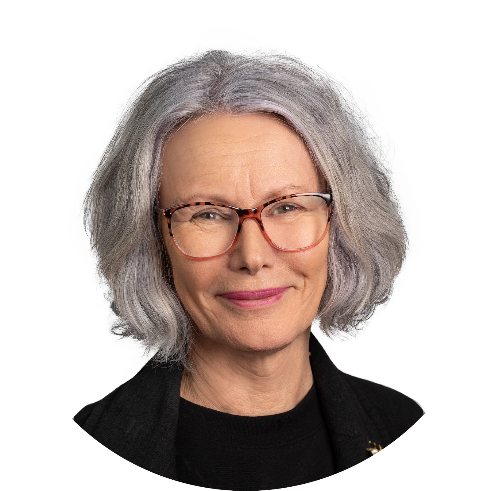 A woman wearing glasses and a black shirt smiles for the camera. Kim Rae