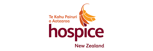 A logo for hospice new zealand with a feather on it