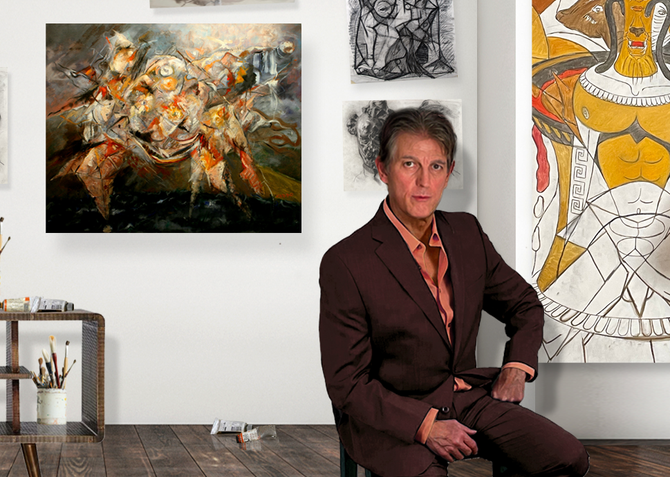 John Varriano seated in his studio