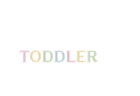 Pastel-colored “TODDLER” text on a white background
